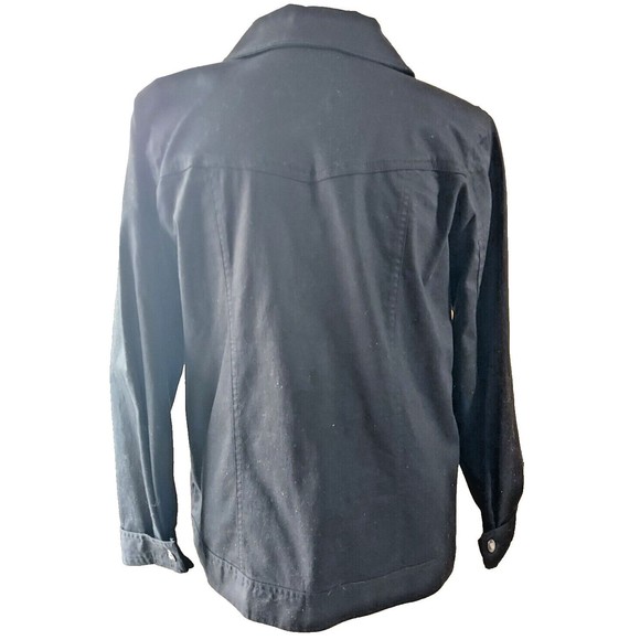 D & Co Denim & Company Black Women's Jean Jacket Bling Buttons Front Pockets S - Picture 5 of 10